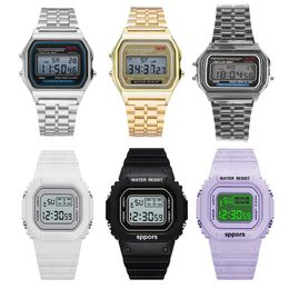 Montre-bracelettes en acier registre vintage LED Digital Sports Militarys montres de bracelet électronique Clock Ladies Saint-Valentin Giftwristw