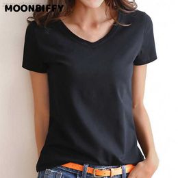 Women's T-Shirt Women Short Sleeves T-shirt Bottoming Shirt Round Neck or V Neck Shirt Black White Solid Colour Top Homewear T-shirt