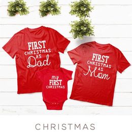 Women's T Shirts First Christmas As Mom Family Matching Clothes Mother Father Daughter Son Kids Baby Shirt T-shirt Short Sleeve Tops