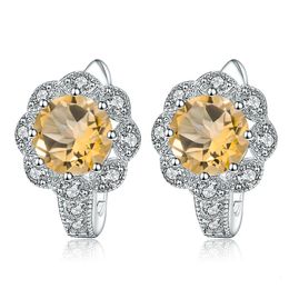 Stud GEM S BALLET 2 71Ct Natural Citrine Gemstone Earrings for Women Classic 925 Sterling Silver Flower Fine Jewelry 230309