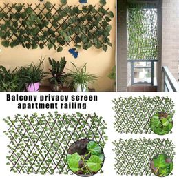 Decorative Flowers Retractable Privacy Fence Artificial Plant Leaf Faux Ivy Vine Outdoor Balcony Decoration Gardening Garden Border Tape