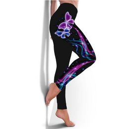 Women's Pants & Capris Women Fashion Butterfly Print Tight Plus Size Casual High Waist Fitness Slim Leggings 2023