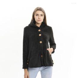 Women's Jackets Winter Coat Leopard Button Hooded Long Sleeve Jacket Pockets Female Coats Women Outwalk Warm Cloth