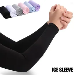 Knee Pads Ice Silk Sleeve Sunscreen Cuff Arm Sleeves Uv Sun Protect Anti-Slip Summer Men Women Gloves Outdoor Riding Anti-UV
