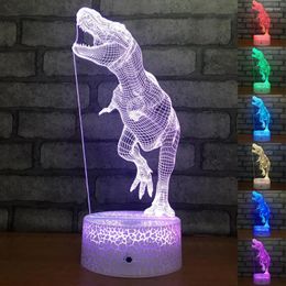 Night Lights 3D Dinosaur Led Light Cartoon Animal Lamp USB Desk Table Luminaria Touch/Remte Base Home Decor Kids Toy Gift