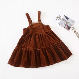 Skirts Children's Clothing Girls Autumn Solid Thick Corduroy Strap Suspender Skirt Kids Clothes Dress Baby Overalls Outfits 26Y 230310