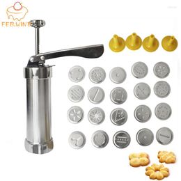 Baking Moulds FEBWIND Tools Manual Biscuit Cookie Press Stamps Set Cake Decorating Maker With 4 Nozzles 20 Molds 063