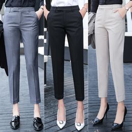 Women's Pants Capris Black Grey Suit Pants Woman High Waist Pants Office Ladie Ashion Formal Work Trousers Female Elegant Casual Straight Pants 230310