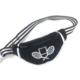 NEW style waist bag black canvas white embroidery belt bag good quality sport purse