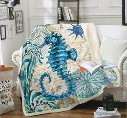 Blankets Air-conditioning Blanket Cover Quilt Thick Double-layer Plush 3D Digital Printing Warm Ocean Animal Wholesale FG1027