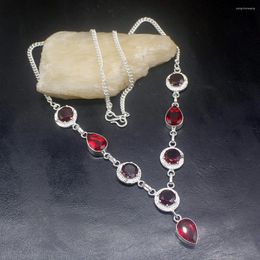 Chains Gemstonefactory Jewelry Big Promotion Unique 925 Silver Natural Wedding Gifts Red Garnet Women Chain Necklace 50cm 202301462