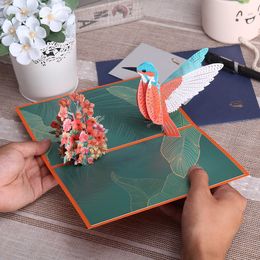 Gift Cards 3D Hummingbird Pop Up Card Mothers Day Anniversary Birthday Gift Greeting Cards for Mom Wife Z0310
