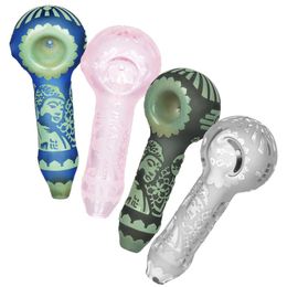Colorful Buddha Hand Thick Glass Pipes Dry Herb Tobacco Spoon Filter Oil Rigs Handpipes Handmade Portable Easy Clean Bong Smoking Cigarette Holder Tube DHL