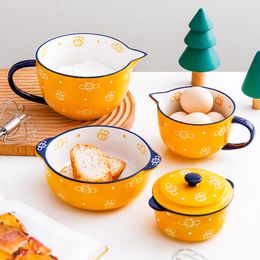 Bowls Mixing Bowl Ceramic Egg Tip Drain Cup Baking Batter Home Oven With Handle Ramen Cute Soup