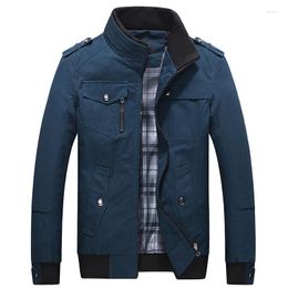 Men's Jackets Casual Jacket Spring Autumn Mens Loose Standing Collar Army Military Coats Male Patchwork Solid Color Zipper Outwear