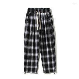 Men's Pants Spring Oversize Vintage Men Elastic Waist Jogger Trousers Fashion Korean Casual Plaid Sweatpants Male Female Plus Size 5XL