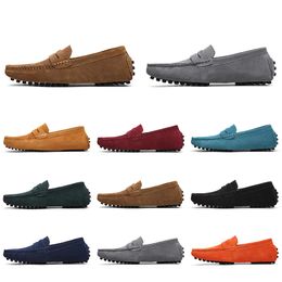 Casual mens women Shoes Leather soft sole black white red orange blue brown comfortable outdoor sneaker 015