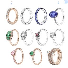925 Pounds Silver New Fashion Charm for Pandora 2023 Beauty and Beast Rose Ring Christmas Copper Ring Green Sapphire Ring