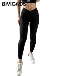 Women's Leggings BIVIGAOS Women Fall Cross Waist Sharkskin Leggings Butt Lift Fitness Tight-Fitting Sexy Leggings V-Shaped High Waist Shark Pants 230310