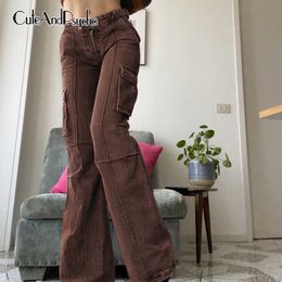 Women's Pants Capris Low Waisted Y2K Straight Jeans Big Pockets Punk Cute Vintage Cargo Pants Streetwear Aesthetic 90s Chic Trousers Cuteandpsycho L230310