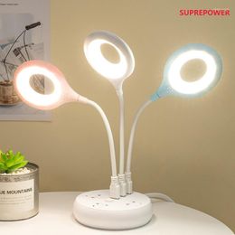 Table Lamps USB LED Desk Lamp Portable Night Light Flexible Ultra-bright Ring Small Book Strobe-free Free Foldable