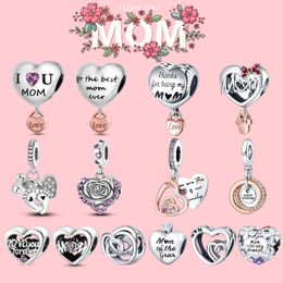 Pandora Original S925 Sterling Silver Charming Mothers' Day Gift Charm Love Love Mother Pendant Suitable for Bracelet DIY Fashion Jewellery