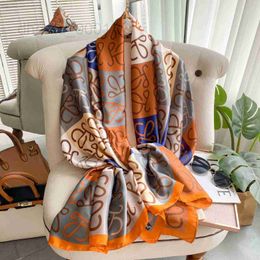 Scarves designer New summer silk scarves women's Brocade printing lengthened thin sunscreen warm shawl imitation beach towel brand 3DSC