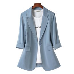 Women's Suits Blazers Plus size 6XL 7XL Office Business Suit Jacket Female Spring Autumn Slim 3/4 sleeve Ladies Outwear Single button Women Blazers 230310