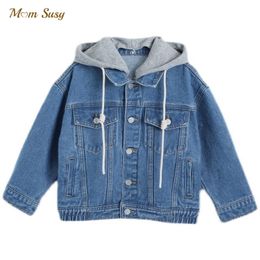 Jackets Baby Boy Girl Cotton Denim Hooded Jacket Infant Toddler Child Jean Coat Spring Autumn Outwear Clothes 110Y 230310