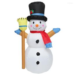 Christmas Decorations -1.2M Snowman Colourful Rotate LED Light Inflatable Model Doll Broom Cover Decoration With Fan US
