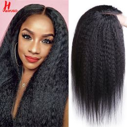 Lace Wigs HairUGo 13*1 T Part Kinky Straight Human Hair Wigs Peruvian Remy Lace Part Wigs For Women Human Hair 250% High Density Lace Wig 230310