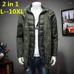 Men's Down Base 10xl Field 8xl 6xl Fall Winter Men 2 In 1 Set Windbreak Hooded Overcoat Casual Male Sportswear Jacket