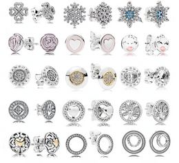 925 Pounds Silver New Fashion Charm for Pandora 2023 Snow Earrings, Clover Chrysanthemum Style, Love Series, Fashion Earrings