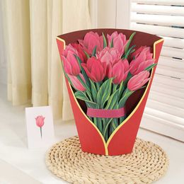 Gift Cards Pop Up Flower Bouquet Greeting Card For Mothers Day Gifts 3D ThreeDimensional Flower Bouquet Greeting Card Party Accessories Z0310