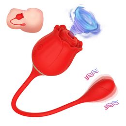 Nxy Vibrators 2 in 1 Vagina Sucking for Women Rose Shape Powerful Clitoris Stimulator Vacuum Vibrating Egg Adult Sex Toys 230310