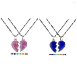 Pendant Necklaces 2Pcs Couple Heart Shaped Ornament Adorable Jewellery Gift Romantic Colourful Clavicle Daily Work Anniversary