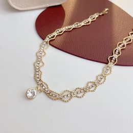 Chains Crystal Gold Chain Choker Necklace Hollow Bead Fashion Short Clavicle Necklaces Women's Jewellery