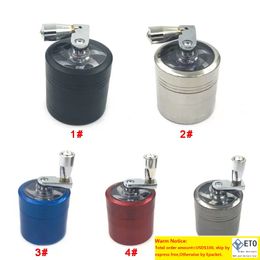 Hand Crank Tobacco Herb Grinder 4 Layers Zinc Alloy Grinders Herb Cigarette Smoking Spice Crusher With Handle Sharpstone Grinders