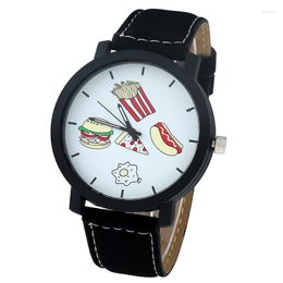Wristwatches Pizza Hamburger Dog Egg Fries Food Watch Lunch Time Japanese Fashion Analog Quartz Girl Wristwatch Men Women Unisex A866
