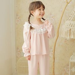 Pyjamas 1 Set Kawaii Kid Sleepwear Girls Pink Pyjama Sets.Long Sleeve TopsPants.Vintage Toddler Girl Pyjamas Set.Children Clothes 11T 230310