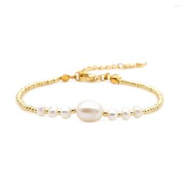 Charm Bracelets Go2Boho Natural Freshwater Pearl Bracelet Gold Color Adjustable Chain Miyuki Seed Beaded For Women Fashion Jewelry