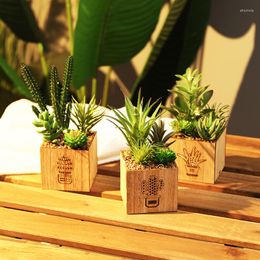 Decorative Flowers Artificial Green Plants Fake Succulents Bonsai Pots Set With Light For Home Room Desktop Garden Christmas Decoration