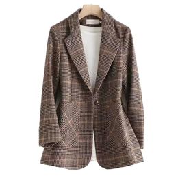 Women's Suits Blazers Fashion Business Plaid Suits Women Work Office Ladies Blazers Long Sleeve Spring Autumn Blazer Korean Female Outerwear L-5XL 230310