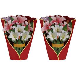 Gift Cards Paper Popup Cards Lily And Rose Flower Bouquet 3D Popup Greeting Cards For Mom Mothers Day Greeting Cards All Occasions Z0310