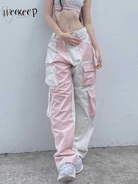 Women's Pants Capris Weekeep Oversized Pocket Cargo Pants Patchwork High Waist y2k Streetwear Casual Trousers Harajuku Women Pants Korean Sweatpants L230310