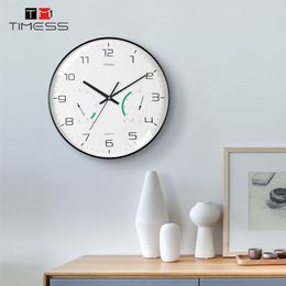 Wall Clocks TIMESS Temperature And Humidity Clock Wall Clock Modern Living Room Home Fashion Creative Simple Wall Watch Home Decor 230310