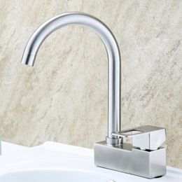 Bathroom Sink Faucets 1PC Washbasin Faucet Bench Two 304 Stainless Steel Brushed Double Hole Old And Cold Water Basin Tap