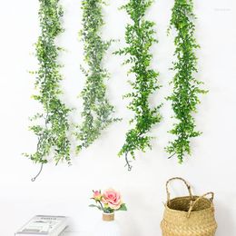 Decorative Flowers 1pcs Artificial Eucalyptus Leaf Wall Hanging Rattan Leaves Simulation Green Plant Vine Wedding Home Garden Decoration