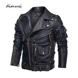 Men's Leather Faux Leather DIMUSI Winter Mens Leather Jacket Men Fashion Motorcycle PU Leather Jacket Cool Zipper Pockets Leather Coats Clothing 230310