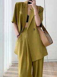 Women's Suits Blazers Formal Woman Office Clothes Two Pieces Set Summer Chic Casual Loose Business Blazer Pantsuit Women Fashion Korean Trousers Suit 230310